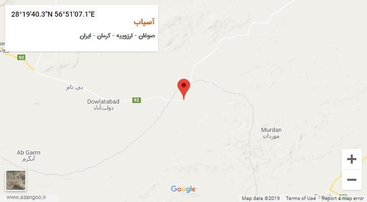 روستای آسیاب بر روی نقشه
