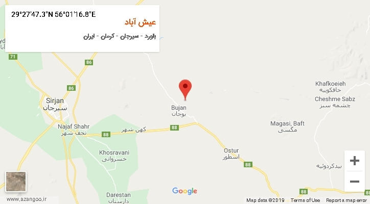 روستای عیش آباد بر روی نقشه