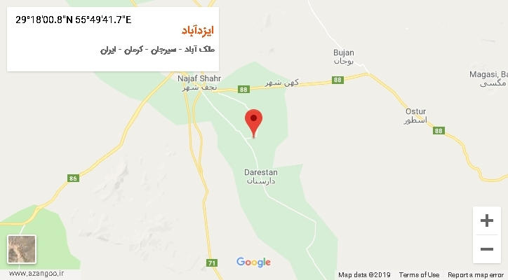روستای ایزدآباد بر روی نقشه