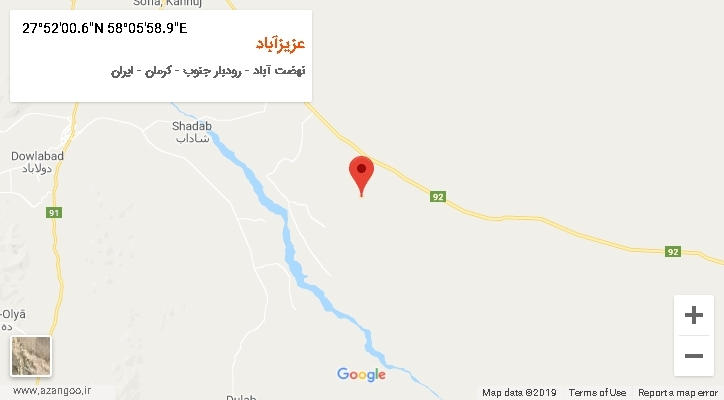 روستای عزیزآباد بر روی نقشه