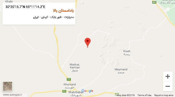 روستای بادامستان بالا بر روی نقشه