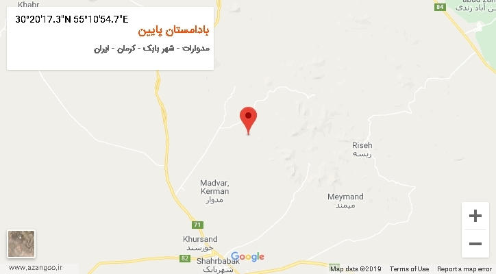 روستای بادامستان پایین بر روی نقشه