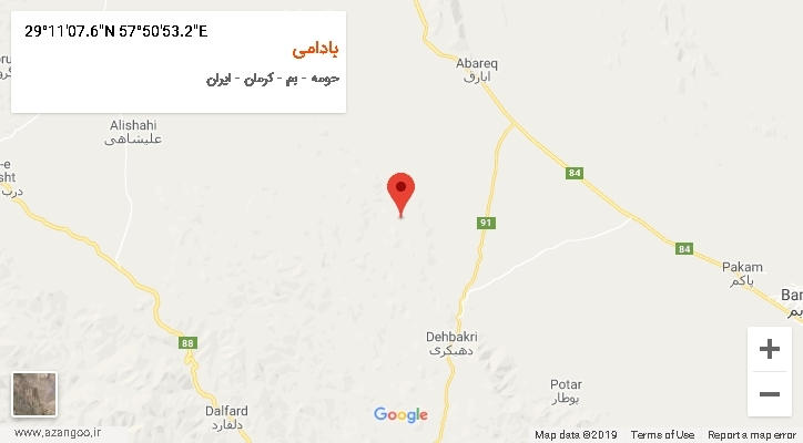روستای بادامی بر روی نقشه