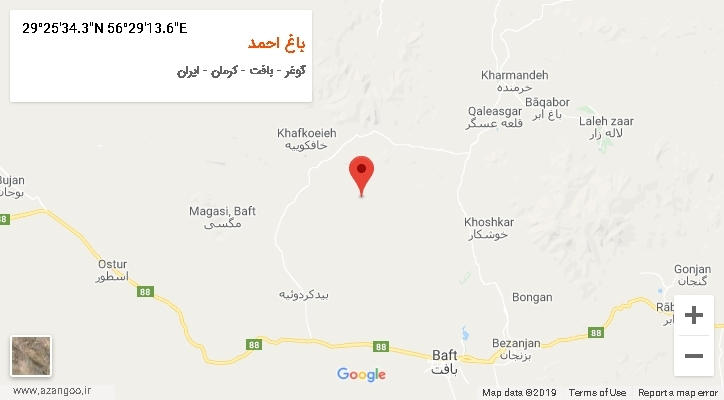 روستای باغ احمد بر روی نقشه