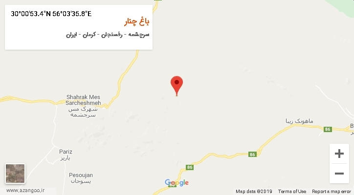 روستای باغ چنار بر روی نقشه