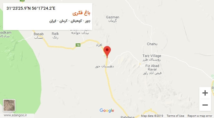 روستای باغ فکری بر روی نقشه