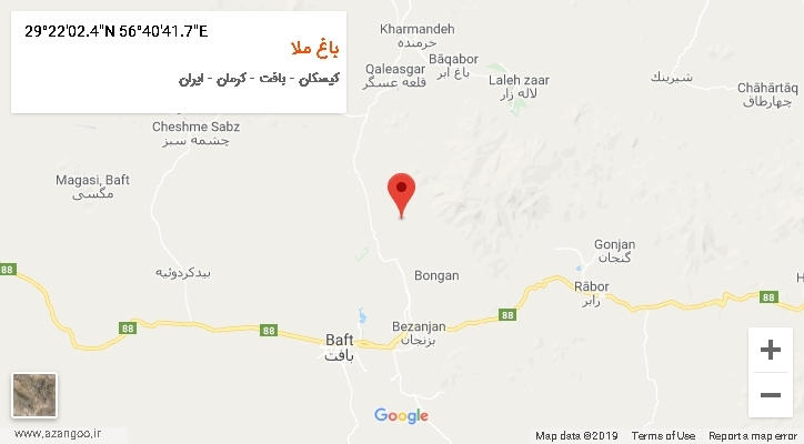 روستای باغ ملا بر روی نقشه