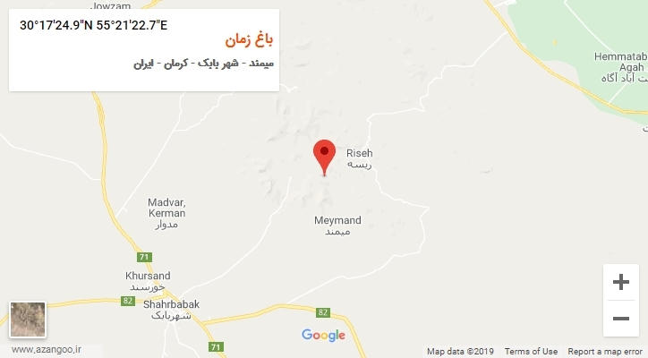 روستای باغ زمان بر روی نقشه