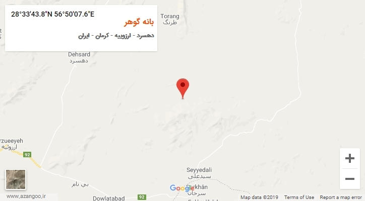 روستای بانه گوهر بر روی نقشه