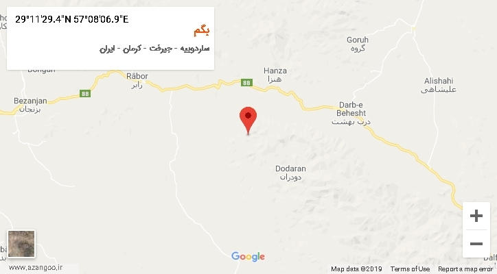 روستای بگم بر روی نقشه