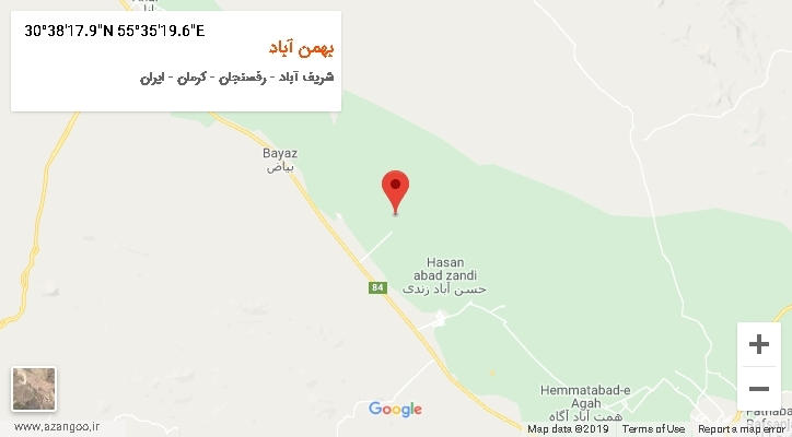 روستای بهمن آباد بر روی نقشه