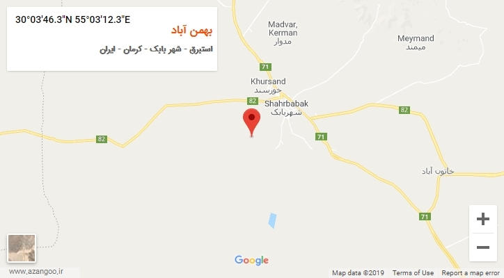 روستای بهمن آباد بر روی نقشه