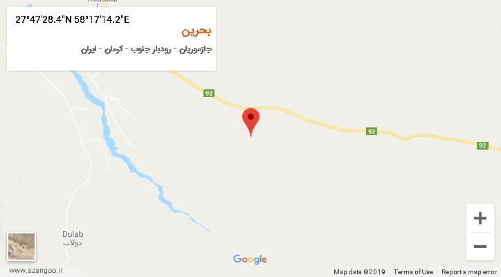 روستای بحرین بر روی نقشه