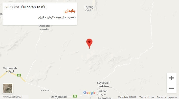 روستای بنابدان بر روی نقشه