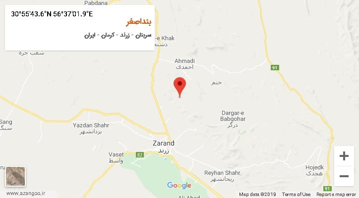 روستای بنداصغر بر روی نقشه