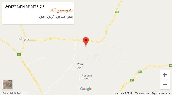 روستای بندرحسین آباد بر روی نقشه