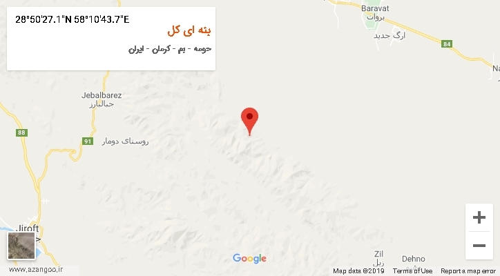 روستای بنه ای کل بر روی نقشه