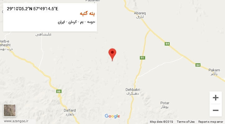 روستای بنه گنبه بر روی نقشه