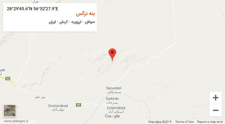 روستای بنه نرگس بر روی نقشه