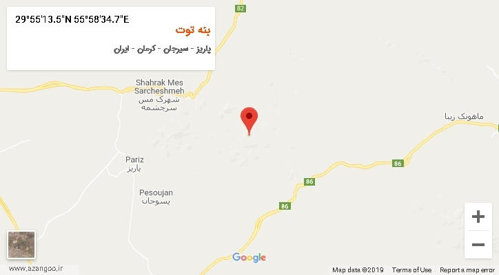 روستای بنه توت بر روی نقشه