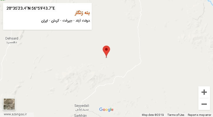 روستای بنه زنگار بر روی نقشه
