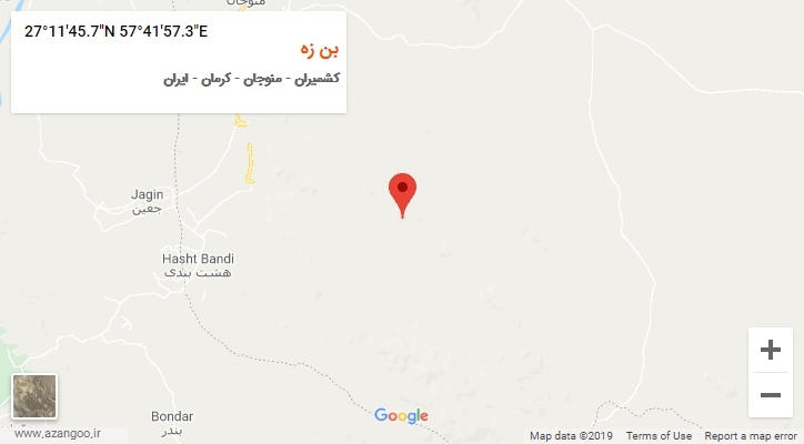 روستای بن زه بر روی نقشه