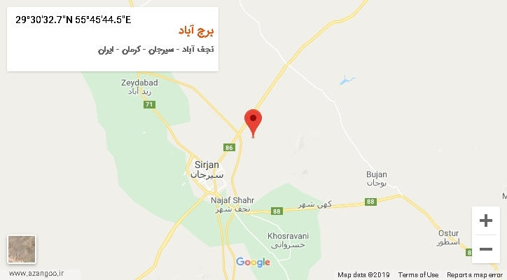 روستای برج آباد بر روی نقشه