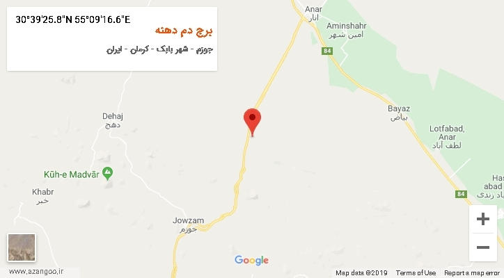 روستای برج دم دهنه بر روی نقشه