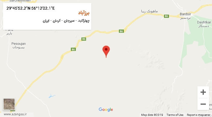 روستای برزآباد بر روی نقشه