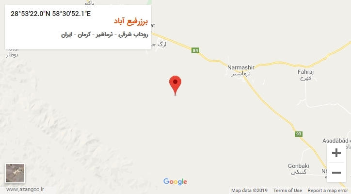 روستای برزرفیع آباد بر روی نقشه