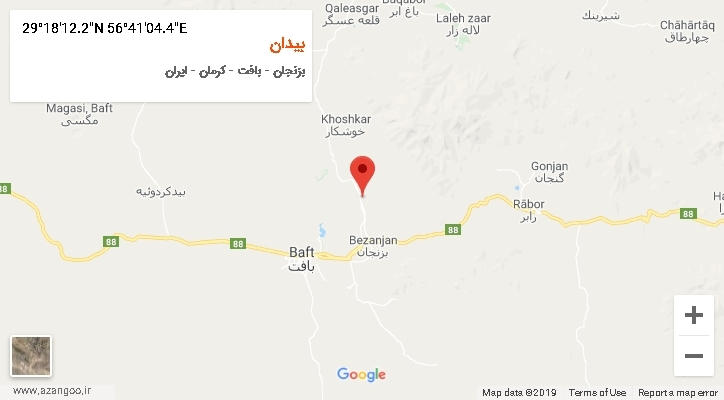 روستای بیدان بر روی نقشه