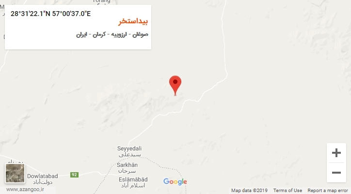 روستای بیداستخر بر روی نقشه