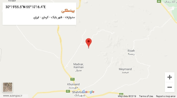روستای بیدملکی بر روی نقشه