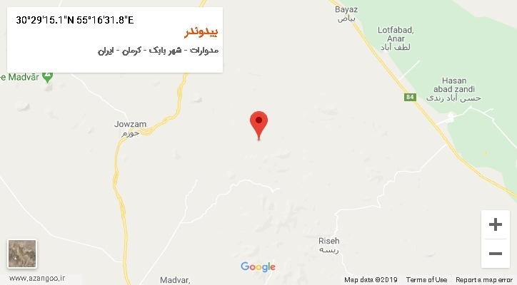 روستای بیدوندر بر روی نقشه