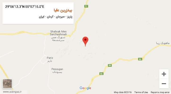 روستای بیدزرین علیا بر روی نقشه