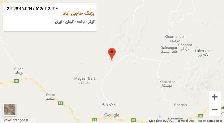 روستای بزنگ حاجی آباد بر روی نقشه