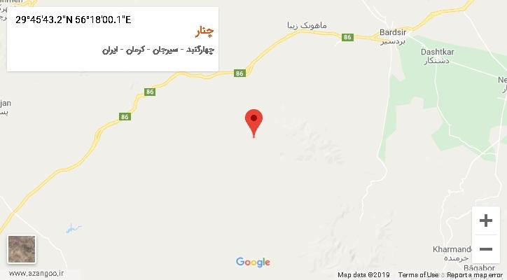 روستای چنار بر روی نقشه