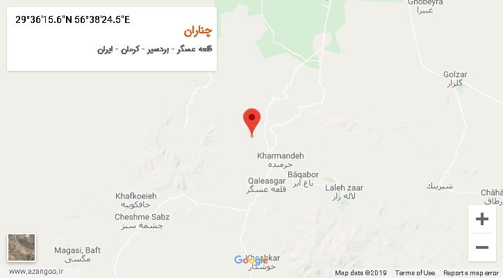 روستای چناران بر روی نقشه