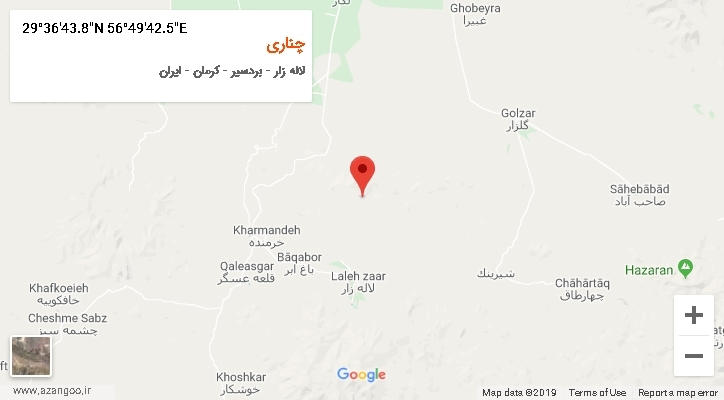 روستای چناری بر روی نقشه