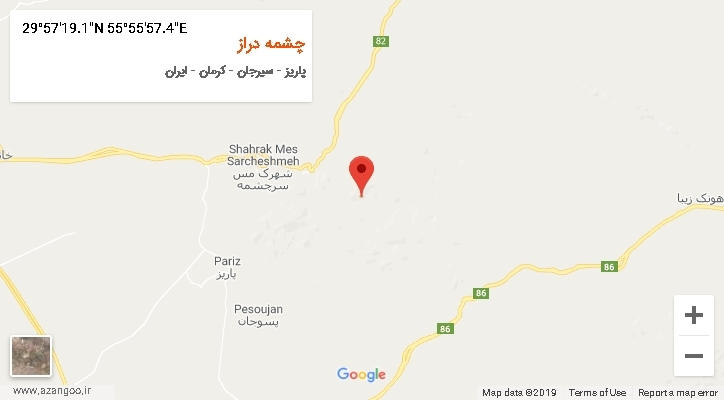 روستای چشمه دراز بر روی نقشه