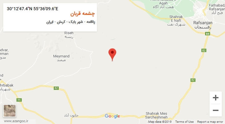 روستای چشمه قربان بر روی نقشه