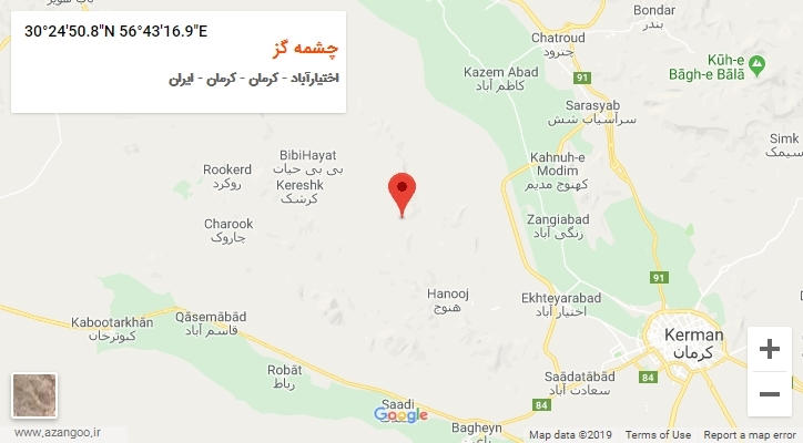 روستای چشمه گز بر روی نقشه
