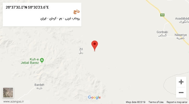 روستای داج بر روی نقشه