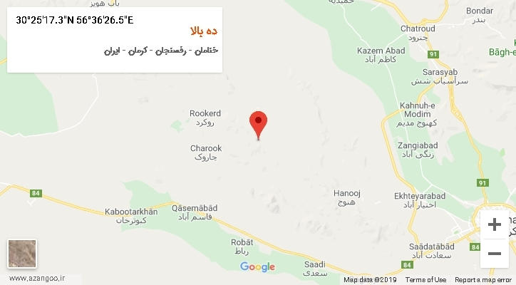 روستای ده بالا بر روی نقشه