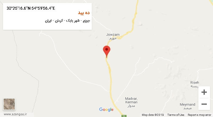 روستای ده بید بر روی نقشه