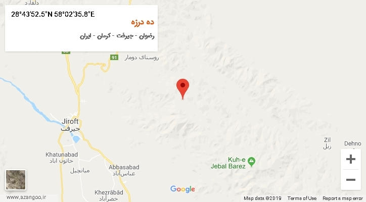 روستای ده درزه بر روی نقشه