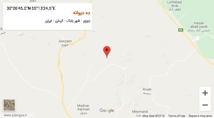 روستای ده دیوانه بر روی نقشه