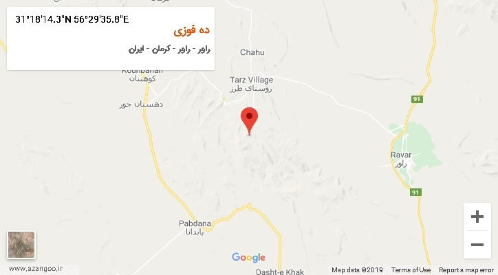 روستای ده فوزی بر روی نقشه