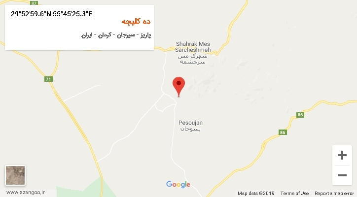روستای ده کلیجه بر روی نقشه