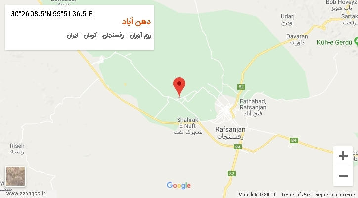 روستای دهن آباد بر روی نقشه